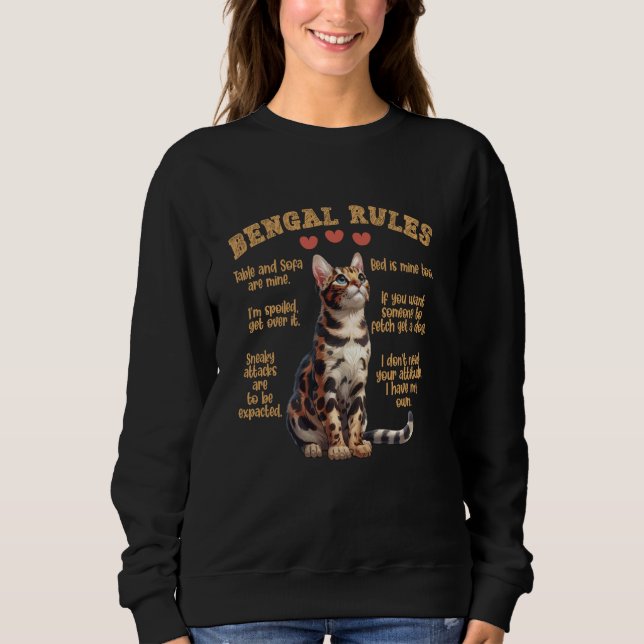 Bengal Cat BENGAL RULES Funny Cat Owner Bengal Dad Sweatshirt (Front)