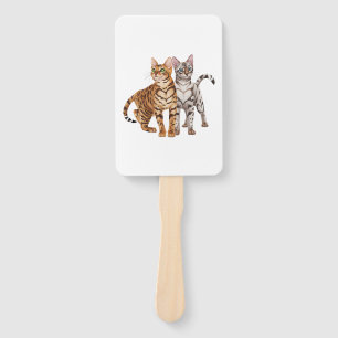 Bengal Cat Buddies Rosette and Snow Bengal Cats Pr Hand Fan