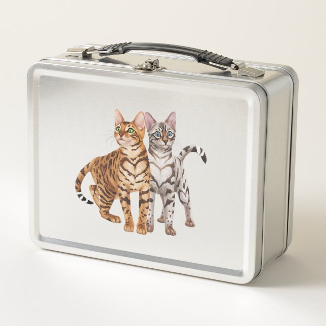 Bengal Cat Buddies Rosette and Snow Bengal Cats Pr Metal Lunch Box (Front)