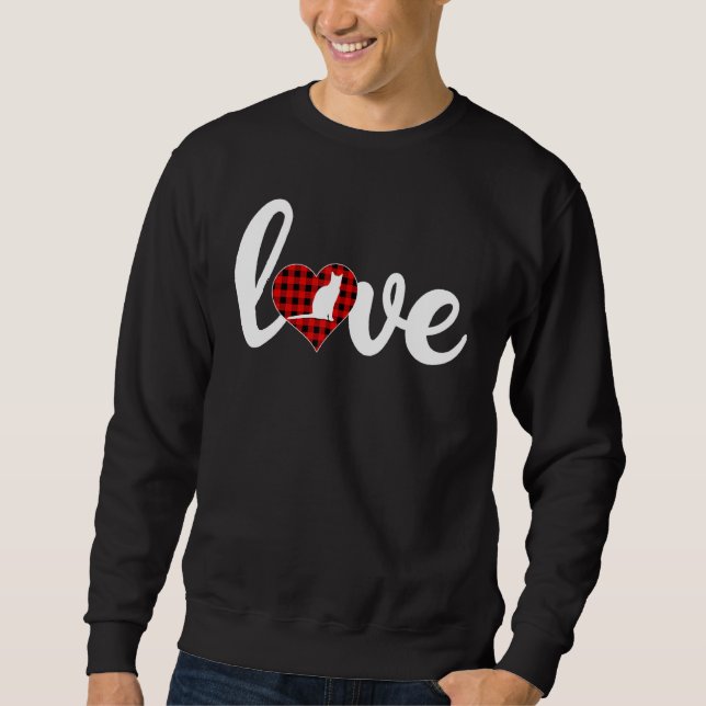Bengal Cat Buffalo Plaid Love Bengal Cat Valentine Sweatshirt (Front)