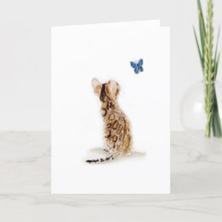 Bengal Cat & Butterfly Card