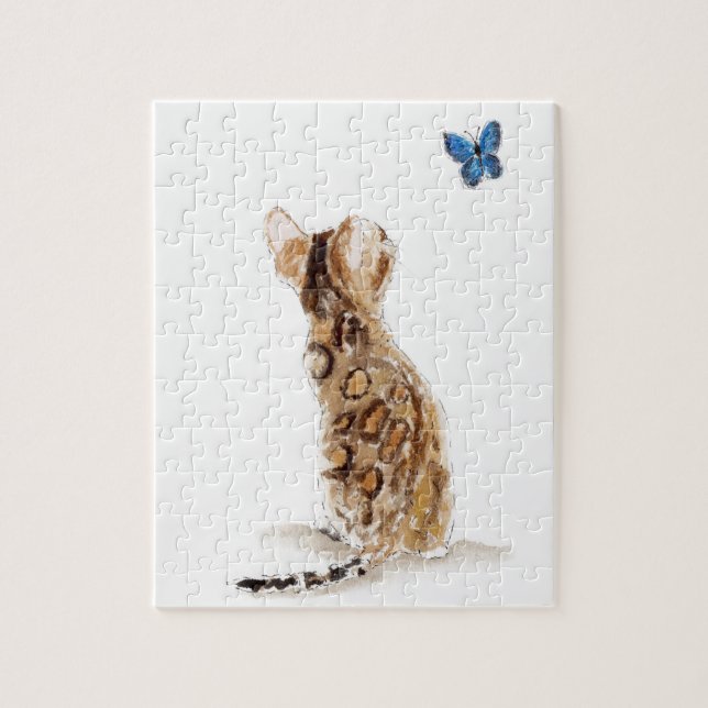 Bengal Cat  & Butterfly Jigsaw Puzzle (Vertical)