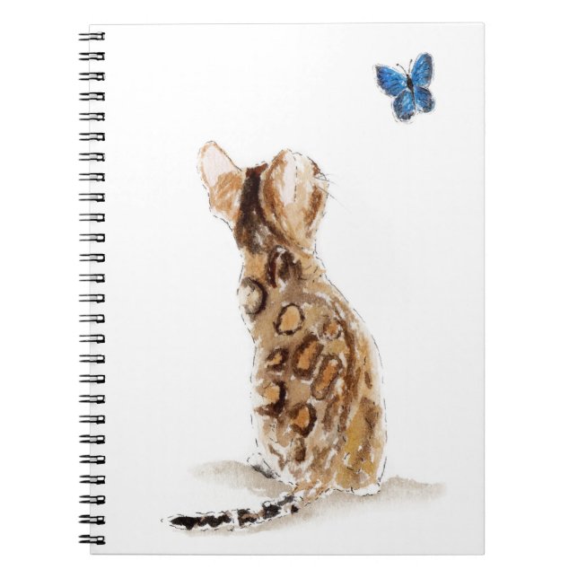 Bengal Cat  & Butterfly Spiral Notebook (Front)