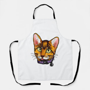 Bengal cat Cats Kitty Cartoon Face Love sweet cute Apron