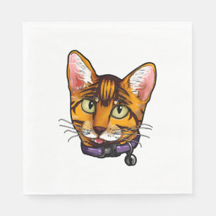 Bengal cat Cats Kitty Cartoon Face Love sweet cute Napkin