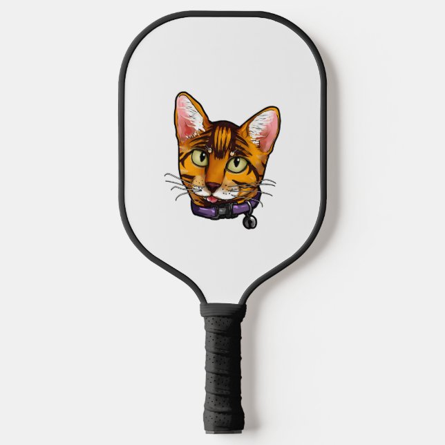 Bengal cat Cats Kitty Cartoon Face Love sweet cute Pickleball Paddle (Front)
