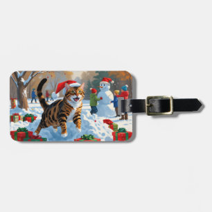 Bengal Cat Christmas Festive Snow Scene Luggage Tag