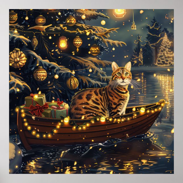Bengal Cat Christmas Festive Voyage Poster (Front)