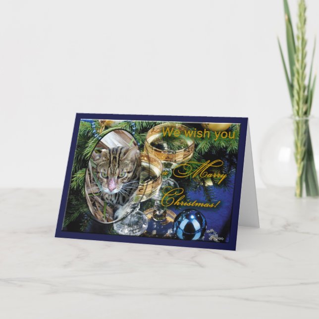 Bengal Cat Christmas Greeting Card (Front)