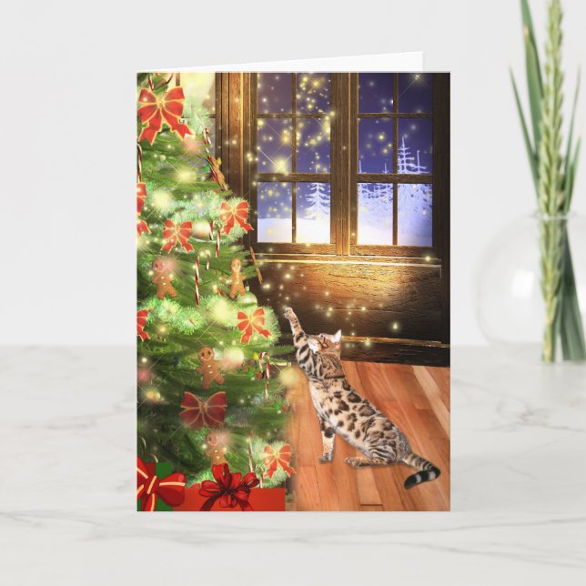 Bengal cat Christmas Holiday Card (Front)