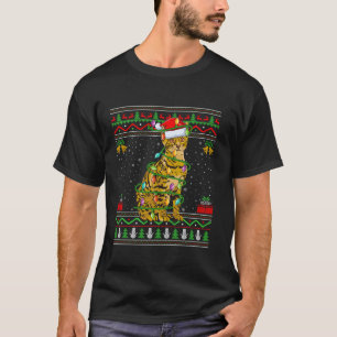 Bengal Cat Christmas Lights Santa Ugly Sweater Xma