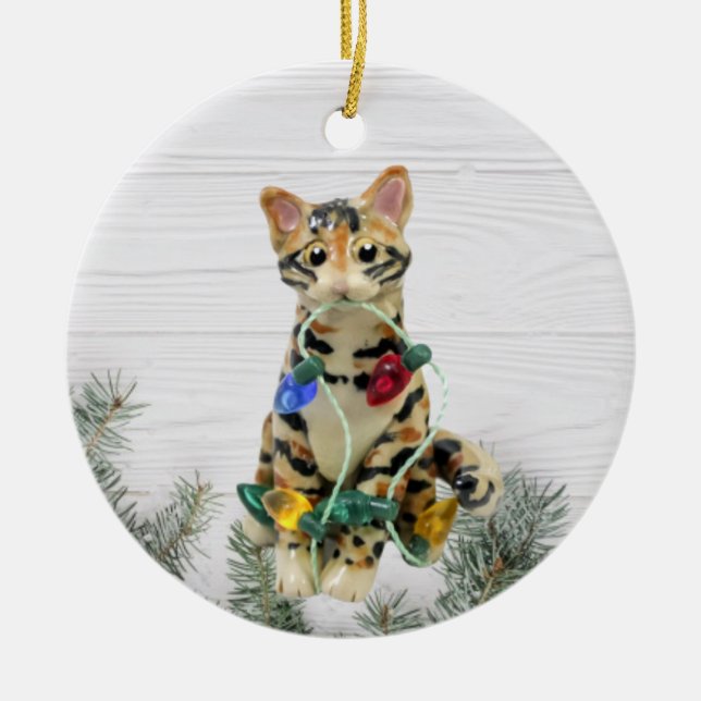Bengal Cat Christmas Ornament (Front)