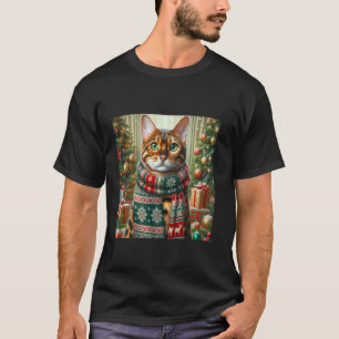 Bengal Cat Christmas Tee Festive Holiday Shirt Art