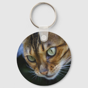 Bengal Cat Close-Up Key Ring