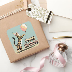 Bengal Cat Colourful Square Sticker