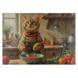 Bengal Cat Cooking in Kitchen Cutting Board