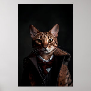 Bengal Cat in a Suit My Mobster Cat Funny Poster