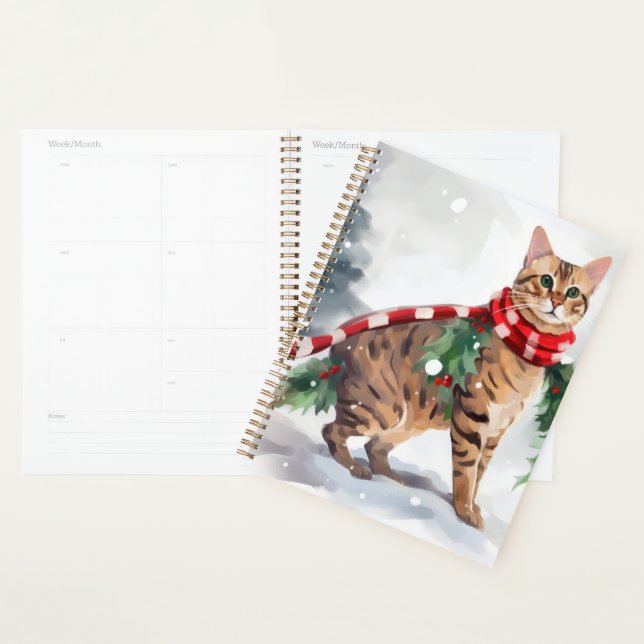Bengal Cat in Snow Christmas  Planner (Display)