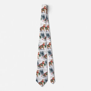 Bengal Cat in Snow Christmas Tie