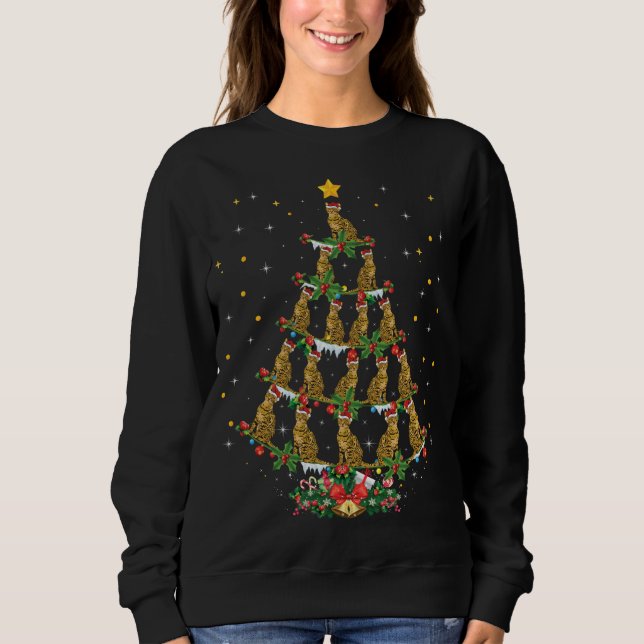 Bengal Cat Lover Xmas Santa Hat Bengal Cat Christm Sweatshirt (Front)