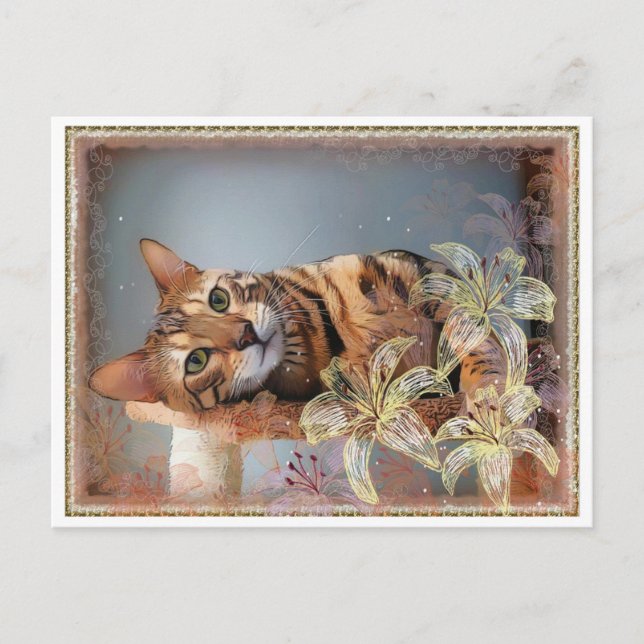 Bengal cat Painting Postcard (Front)