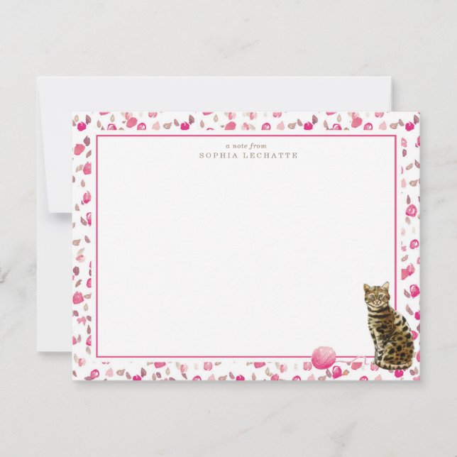 Bengal Cat Personalised Stationery Card (Front)