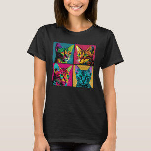 Bengal Cat Pop Illustration Colorful Animal Women T-Shirt