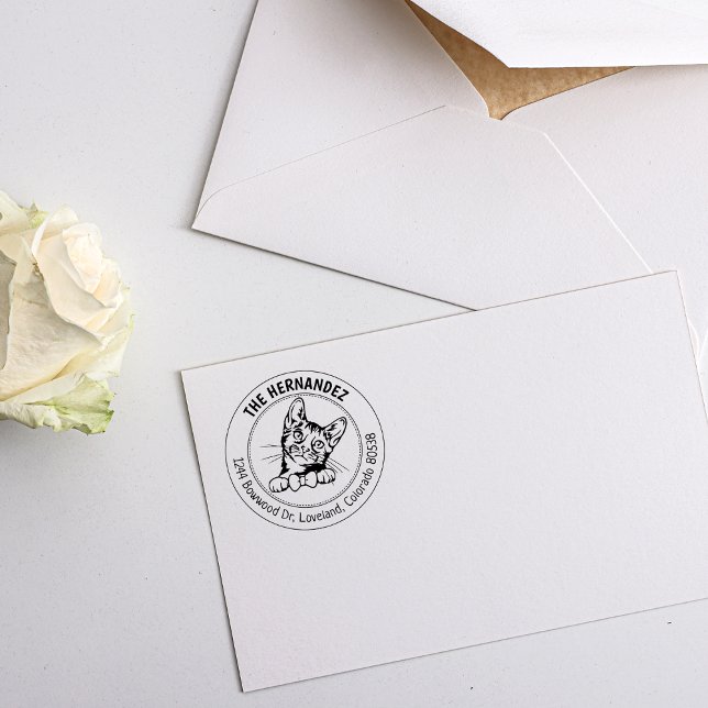 Bengal Cat Return Address  Rubber Stamp (Creator Uploaded)