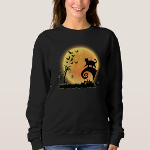 Bengal Cat Scary And Moon  Kitty Halloween Costume Sweatshirt