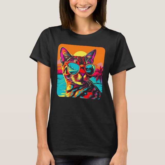 Bengal Cat Summer Beach T-Shirt (Front)