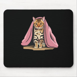 Bengal Cat Under A Pink Blanket Sticker Mouse Pad