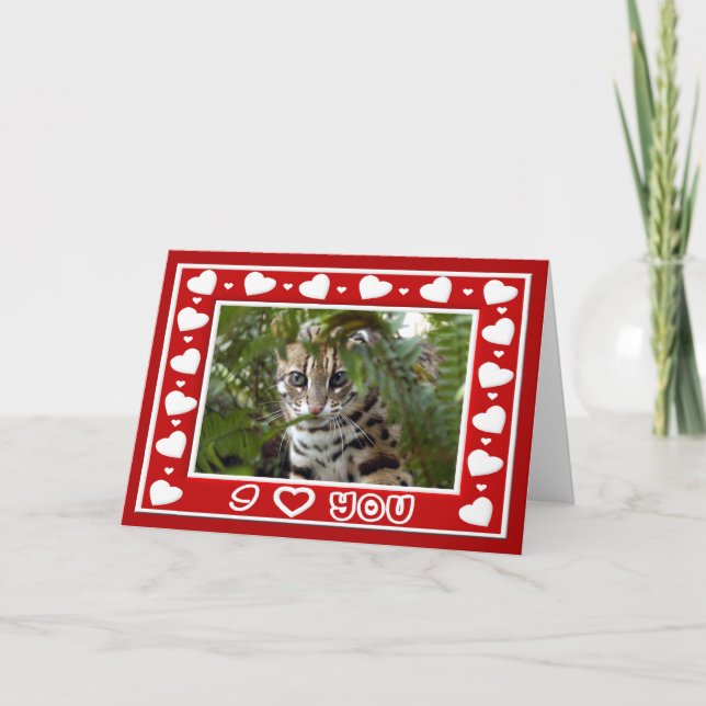 Bengal Cat Valentine Greeting Card & Note Card (Front)