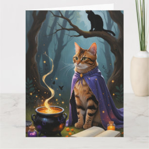 Bengal Cat Whimsical Halloween Painting  Card
