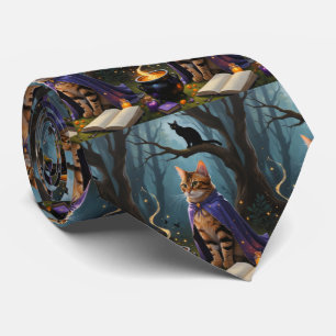Bengal Cat Whimsical Halloween Painting  Tie
