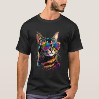 Bengal Cat with Sunglasses Leopardette Cute Wild B T-Shirt