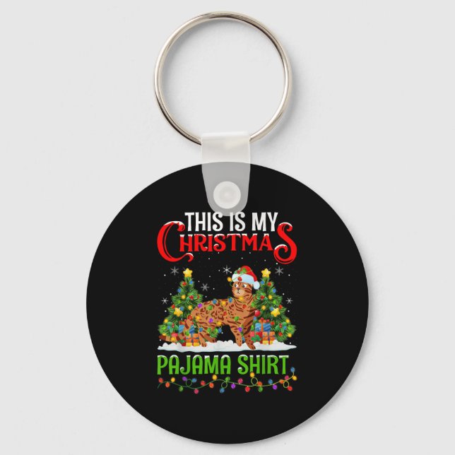 Bengal Cat Xmas Lights This Is My Christmas Pajama Key Ring (Front)