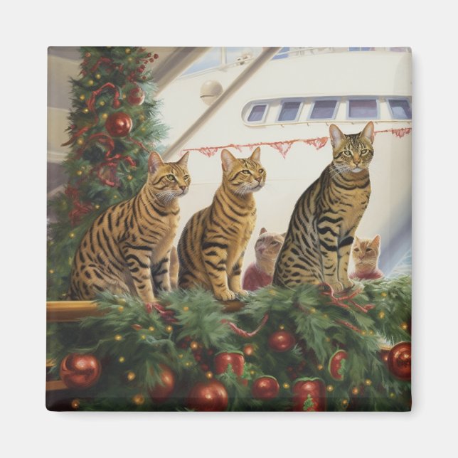 Bengal Cats Christmas Cruise: Pawsome Holiday Magnet (Front)