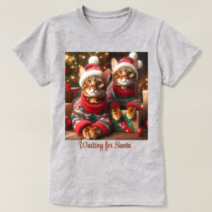 Bengal Cats Waiting for Santa Claus T-Shirt