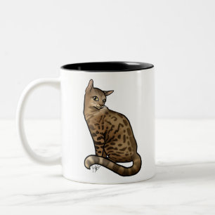 Bengal Cats with Spotted coats Two-Tone Coffee Mug
