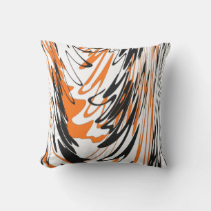 Bengal Colours Squiggly Orange and Black Lines Cushion
