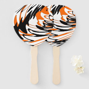Bengal Colours Squiggly Orange and Black Lines Hand Fan