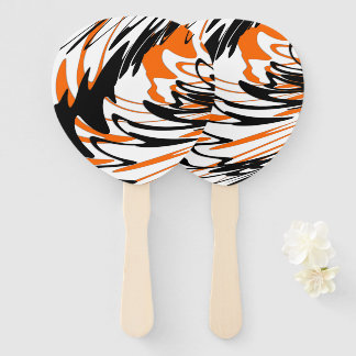 Bengal Colours Squiggly Orange and Black Lines Hand Fan