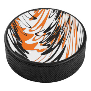 Bengal Colours Squiggly Orange and Black Lines Hockey Puck