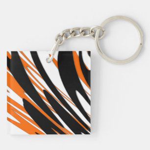 Bengal Colours Squiggly Orange and Black Lines Key Ring