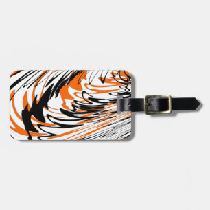 Bengal Colours Squiggly Orange and Black Lines Luggage Tag