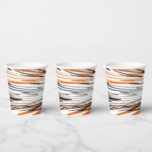 Bengal Colours Squiggly Orange and Black Lines Paper Cups