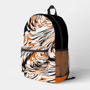 Bengal Colours Squiggly Orange and Black Lines Printed Backpack