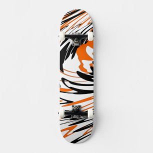 Bengal Colours Squiggly Orange and Black Lines Skateboard