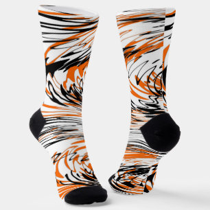 Bengal Colours Squiggly Orange and Black Lines Socks