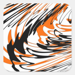 Bengal Colours Squiggly Orange and Black Lines Square Sticker